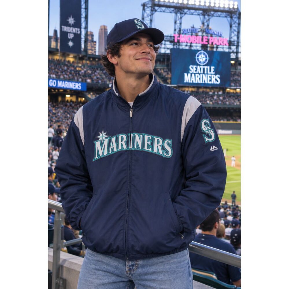 Vintage Y2K Majestic Seattle Mariners ThermaBase Dugout Jacket Authentic MLB XL
